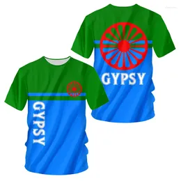 Men's T Shirts Gypsy Flag T-shirt Men Romani Summer Printing Fashion Girl Costume Fun Soccer Jersey O Ncek Shirt Wear Wholesale