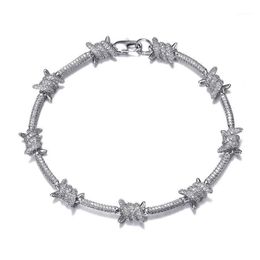 D&Z 8mm Barbed Wire Bracelet For Hipster Copper With Zircon Stones Punk Style White Gold Chain Bangle Hip Hop Fashion Jewelr Chain181v