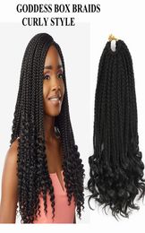 Goddess Box Braids With Curly Hair Synthetic Crochet Bohemian Hair Curly Ends Box Braid 24inch Boho Braided Hair Extension2084845