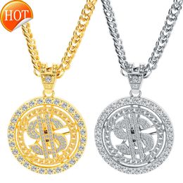 Pendant Necklaces Fashion Trend 360 Degree Rotation Dollar Necklace Hiphop Hip Hop Trendsetter Jewellery Rotatable