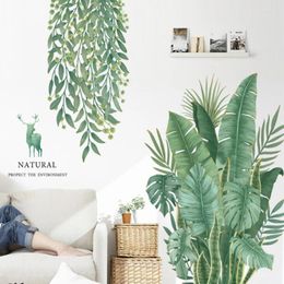 Wall Stickers Green Leaf Plant PVC Sticker DIY Mural Art Home Decal Balcony Skirting Decor Kitchen Supplies