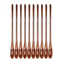 Spoons 10pcs Wooden Stirring Spoon Creative Honey Scoop Mixing Stick Tableware For Cooking Tea Coffee Brown253T