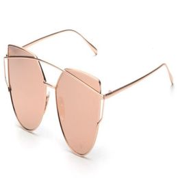 Novas mulheres olho de gato óculos de sol moda feminina marca designer twin-feixes revestimento espelho óculos de sol feminino óculos de sol280a