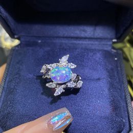 Fine Jewellery 925 Silver Natural Colour Opal Ring Womens Oval Gemstone Fashion wedding bridal Jewellery 240228