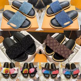 Designers Pool Pillow Women Sandals Sunset Flat Comfort Mules Padded Front Strap Slippers Fashionable Easy-to-wear Style Shoe Size Slides 35-42