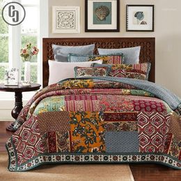 GXC Bedspreads Quilt Set 3pcs Vintage Quilts For Double Bed Patchwork Cotton Coverlets Pillowcase King Queen Size Blanket1254n