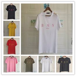 AA-88 Spring and summer new solid color hot stamping letter cotton loose T-shirt for couples hot selling for men and women