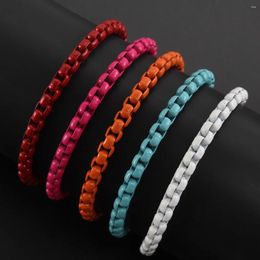 Link Bracelets ULJ Colourful Basic Stainless Steel Box Chain For Women Men Hiphop Waterproof Wristband Bracelet Jewellery Gifts