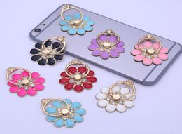 Diamond Nineleaf Camellia flower finger ring holder holder 360 degree Cell phone Stand Bracket Universal for iphone 13 samsung Hu6641534