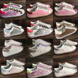 Goldenstar Super Star Sneakers Designer Women Shoes Fashion Italy Pink-gold Glitter Classic White Do-old Dirty Luxury Shoe golden goose's goode HZ7W