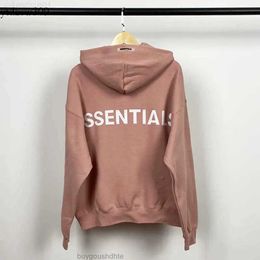 Men's Womens Hoodie Pink Hooded Sweater Double Line Essentials Brand