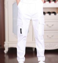 418T Boys Casual Cargo Pants Spring Autumn Big Pockets Black White Khaki Trousers For Students High Quality 2202229451122