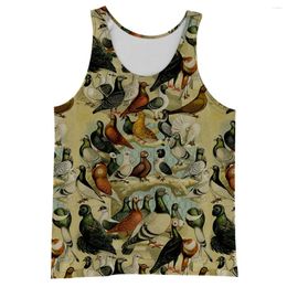 Men's Tank Tops Men Animal Pigeon 3D Graphics Printed Vest Streetwear Casual Fitness Sleeveless Fashion Summer Teens Cosy