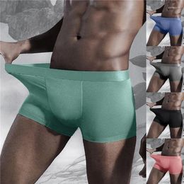 Underpants 2024 Men Solid Colour Mid Waist Cool Soft Breathable Boxers Mens Simple Design Comfortable Summer Shorts