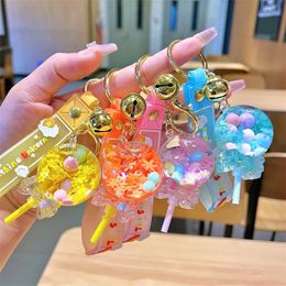 Nightlight Liquid Keychain Creative Flowing Sand Bottle Keychain Women's Bag Pendant Car Keychain Små smycken Söt gåva