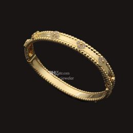 charm bracelets designer jewellery luxury VC Large and small full four-leaf band drill narrow version kaleidoscope bracelet 18K go256e