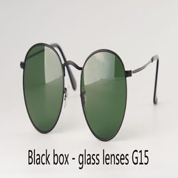 Whole-High quality Mens Womens Sunglasses Brand Designer metal frame Glass Lens Round sun glasses uv400 Goggle With Case 218E