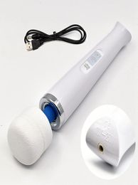 30 Speeds Cordless Magic Wand Massager Rechargeable White Muscle Relax Vibrator7224905