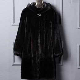 Grass Haining Women's Fur Mid Length Autumn/Winter Whole Mink Skin Coat Thickened And Warm 2111