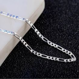 Chains 2021 Top Quality Silver Plated & Stamped 925 4mm Figaro Necklace For Women Men's Model Jewerly Whole 16-30inch12317