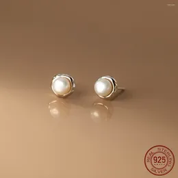 Stud Earrings La Monada Irregular 925 Sterling Silver Round Pearl For Women Girls Student Cute