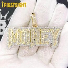 Chains 2023 Iced Out Bling Letters Money Pendant Necklaces Gold Silver Colour 5A Zircon Charm Men's Hip Hop Jewelry2632