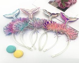 Baby mermaid hair sticks cartoon sequin headbands designer exquisite headband baby girl fish tail hair accessories2910952