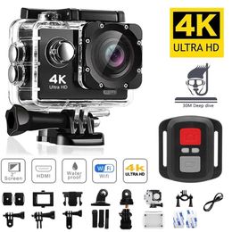 Ultra HD 4K Original Action Camera 1080P/30FPS WiFi 170D Diving Underwater Waterproof Helmet Vedio Remote Control Mini Sport Cam 240304