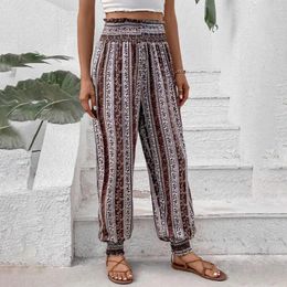 Women's Pants Wide-leg Trousers Ethnic Style Wide Leg Yoga For Women With High Waist Pockets Athletic Lounge Sweatpants Summer