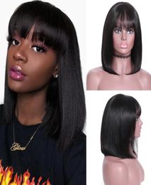 Hair Wigs 14inches Short straight bobbed head air bangs full headgear1119925