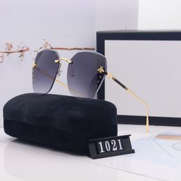 2023 Summer Little Bee Rimless sunglasses Fashion women Sun glasses Goggle Glass Style UV400 6 Color Option with Box267j