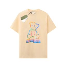 2024 New Summer Independent Designer Men's Graffiti Bear Round Neck Loose Style Men's T-shirt Short Sleeve Couple Top