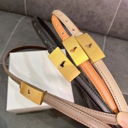 Women's Fashion Luxury Belt Designer Signature Genuine Leather Belt Classic Gold Button Women's Dress Fashion Waist Belt Extremely Narrow Women Cowboy Belt