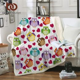 BeddingOutlet Owls Microfiber Bed Blanket Cartoon Throw Blanket for Kids Heart Girls Home Textiles Colorful Printed manta 201113202N
