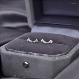 Stud Earrings 925 Sterling Silver Smile Diamond For Women Wedding Engagement Party Jewellery