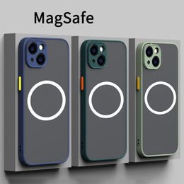 Hot-selling High Quality Magsafe Magnetic Wireless Charging Phone Cases For iPhone 15 14 Plus 13 12 Mini 11 Pro Max X XR 8 7 Plus Skin Feel Lens Protector Cover Case