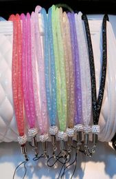 Universal paragraph long section hanging lace crystal lanyard Crystal Rhinestone in neck with claw clasp ID Badge Holder for Mobil4000499