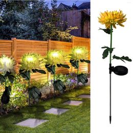 Solar Light LED Outdoor Garden Chrysanthemum Flowers Stake Simulation Flower Plug In