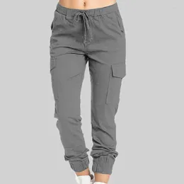 Women's Pants Women Side Pockets Ankle Banded Casual Slim Fit Drawstring Mid Waist Sweatpants Streetwear For Daily Life