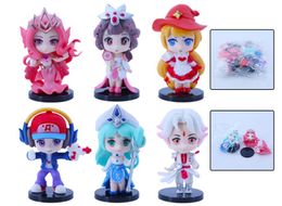 Figura de anime 6 peças Figura de anime Jogo Kits de garagem Bolsa de mão de honra Personagem antigo Zhuge Liang mini figura funko figura pop Angela Twist Egg Machine Boneca Presente de Natal