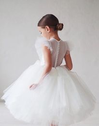 Girls Ballgown KneeLength Tulle Flower Girls039 Dresses Vintage First Communion Holy Dresses Seethrough Back8686314