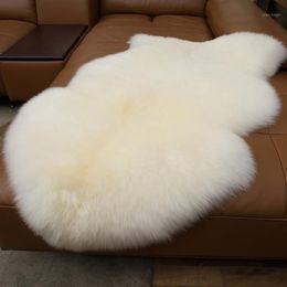 Carpets 100% Real Sheepskin Wool For Living Room Bedroom Area Rug White Fur Warm Shaggy Carpet Super Soft Chair Cover Mat1318Z