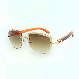 2022 Designer-Sonnenbrille 3524023, schneidet Gläser, natürliche orangefarbene Holzbügel, Brillengröße 58-18-135 mm2063