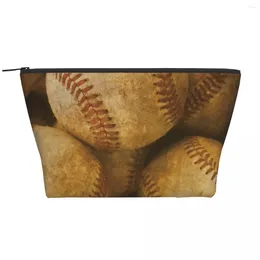 Cosmetic Bags Baseball Backgorund Sports Trapezoidal Portable Makeup Daily Storage Bag Case For Travel Toiletry Jewellery