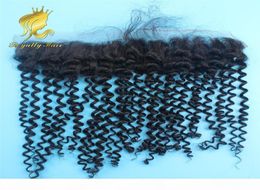 Peruvian Lace Frontal Closure Human Hair 13x2 Bleached Knots with Baby Hair Kinky Curly Full Lace Frontal Pieces Fast 7752835