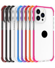 Call Phone Cases Transparent Dual Color Acrylic TPU TPE Four Corner Antifall Protection Clear Back Cover for Apple iPhone 14 Plus9152465