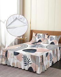 Bed Skirt Modern Boho Geometric Abstract Elastic Fitted Bedspread With Pillowcases Mattress Cover Bedding Set Sheet