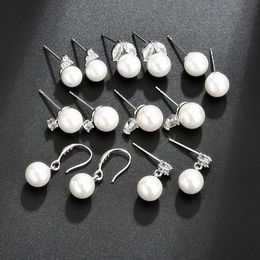 New Round Shell Pearl Earrings Fashion Cubic 3A Zircon Stud Earrings Pearl Hook Earrings for Women Daily wearing 2467