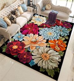 NEW 3D Floral Printed Large Home Carpets for Living Room Bedroom Area Rug Anti Slip Flowers Carpet for Kitchen Floor Mat Decor 6347279181