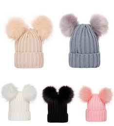 2021 Baby Stuff Accessories Toddler Kids Girl Boy Baby Infant Winter Warm Crochet Knit Hat Fur Balls Beanie Cap 1065 X27648136